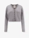 Semicouture Wool And Cashmere Cardigan With Rhinestones In Gray