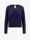Semicouture Wool And Cashmere Sweater With Rhinestones In Blue