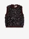 Semicouture Wool And Cashmere Vest With Sequins In Brown