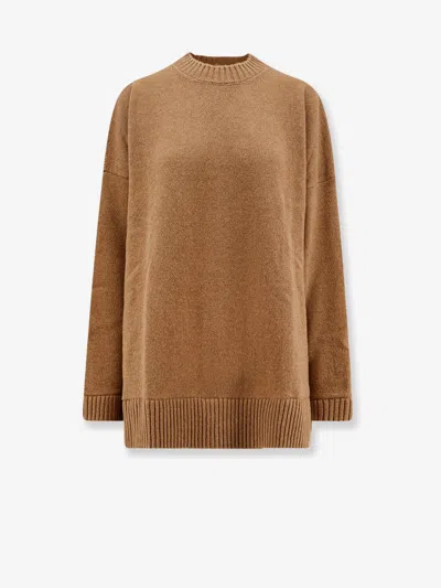 Semicouture Wool And Cotton Short Dress In Brown