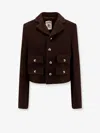 Semicouture Wool Blend Blazer With Metal Buttons In Brown