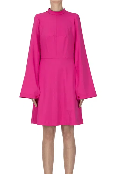 Semicouture Wool Blend Dress In Fuxia