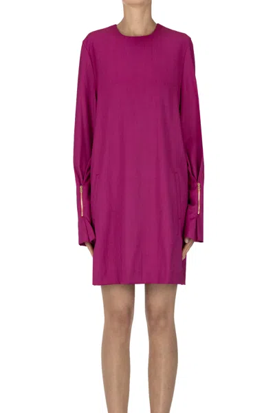 Semicouture Wool Blend Dress In Fuxia