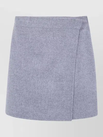 Semicouture Wool Mini Wrap Skirt In Blue