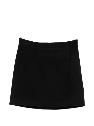 Semicouture June Wool Skirt High Waist Pleated In Black