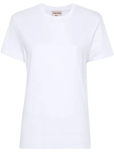 Semicouture V-neck Cotton T-shirt In White