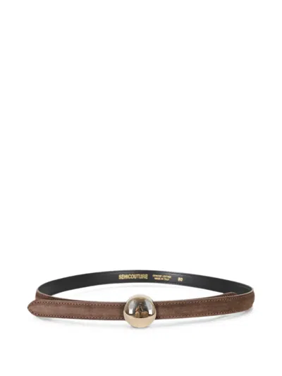 Semicouture Yoana Suede Ball-buckle Belt In White