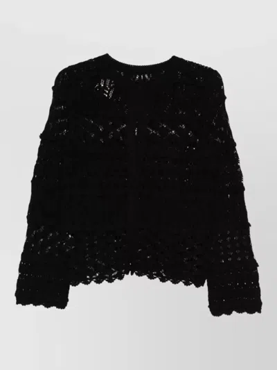 Semicouture Zilla Cotton Cardigan Crochet Knit Tiers In Black