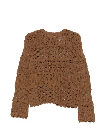 Semicouture Zilla Cotton Cardigan In Brown