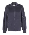Semicouture Ribbed Bomber Jacket With Multiple Pockets In Purple