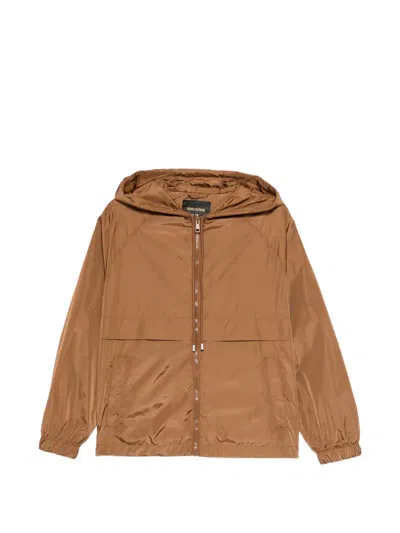 Semicouture Zip-up Hooded Jacket In Brown