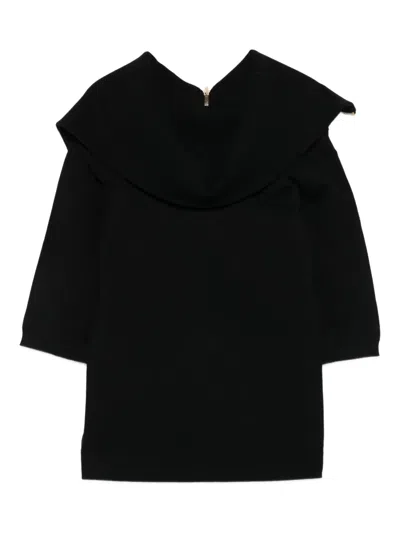 Semicouture Viscose Blend Sweater With Fold-over Collar In Black