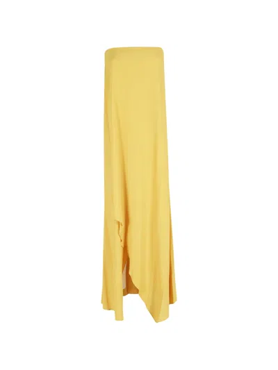 Semicouture Zoey Strapless Midi Dress In Yellow