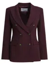 Semper Double Breasted Blazer Jacket In Burgundy