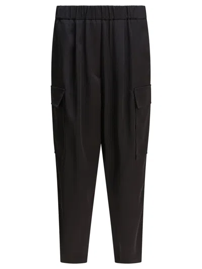 Semper Black Polyester Trousers In Brown