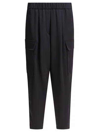 Semper Blue Polyester Trousers In Black