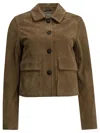 Semper Brown Cow Leather Polyester Suede Jacket In Brown