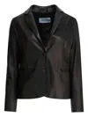 Semper Buttoned Leather Blazer In Black