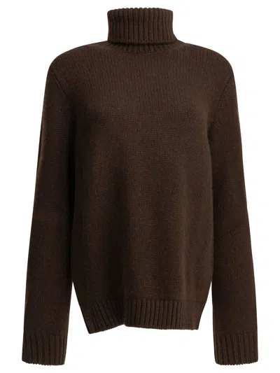 Semper Cashmere Turtleneck Sweater In Brown
