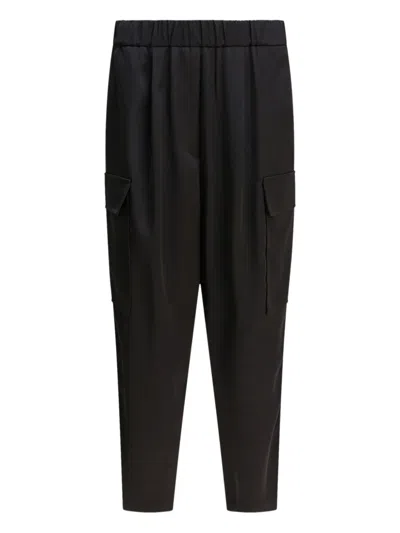 Semper Blue Polyester Trousers In Black