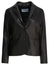 Semper Buttoned Leather Blazer In Black
