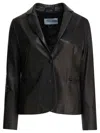 Semper Buttoned Leather Blazer In Black