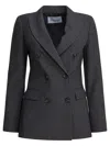Semper Double-breasted Pocketed Blazer In Gray