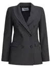 Semper Double-breasted Pocketed Blazer In Black