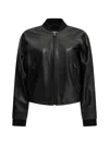Semper Leather Bomber Jacket In Black