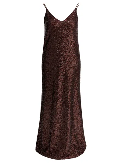 Semper Long Sequined Dress Dresses Brown