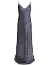 Semper Long Sequined Dress Dresses Grey In Blue