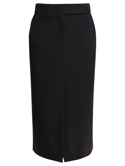 Semper Midi Skirt With Double Slit In Black