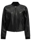 Semper Leather Bomber Jacket In Black