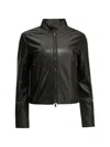 Semper Black Cow Nappa Leather Polyester Leather Jacket In Black