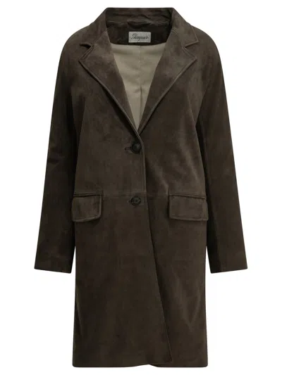 Semper Padded Suede Jacket In Brown