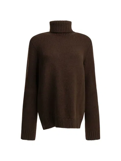 Semper Cashmere Turtleneck Sweater In Brown