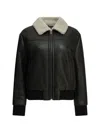 Semper Shearling-collar Leather Coat In Black