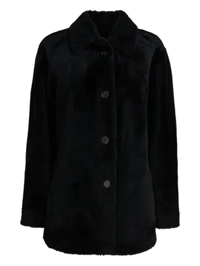 Semper Long Reversible Leather Coat Jackets And Coats Black