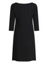 Semper Three-quarter Sleeve Boat-neck Dress In Blue