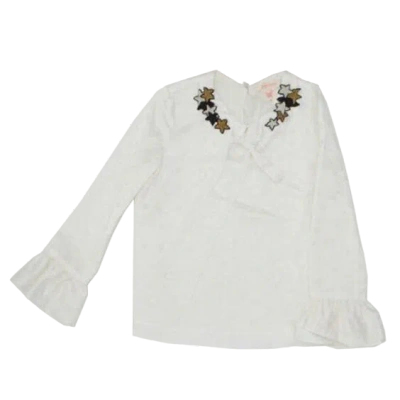 Semsem Kids' Najma Long Sleeve Shirt In Bone