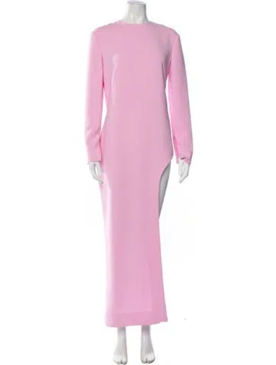 Pre-owned Semsem Crew Neck Long Dress In Pink