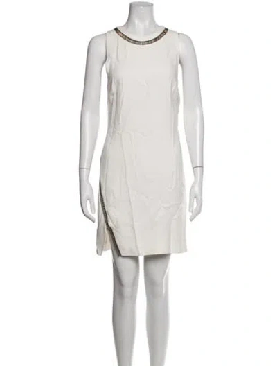 Pre-owned Semsem Crew Neck Mini Dress In Neutrals