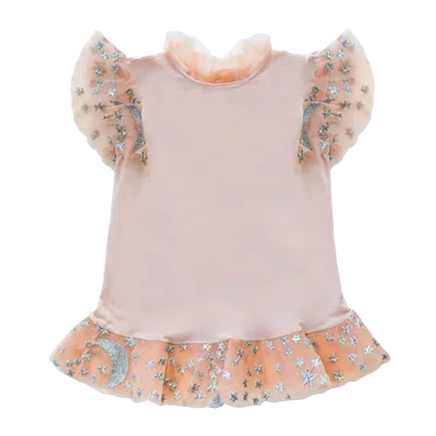 Semsem Kids' Maya Ruffle Sleeve Top In Dusty Beige