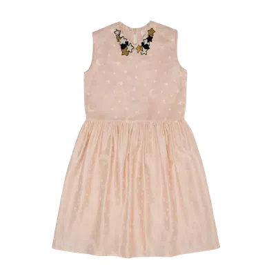 Semsem Kids' Najma Patch Collar Dress In Dusty Beige