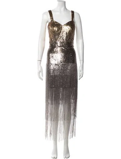 Pre-owned Semsem Patterned Long Dress In Multicolor