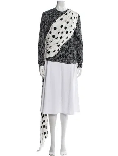 Pre-owned Semsem Polka Dot Print Crew Neck Blouse W/ Tags In Black