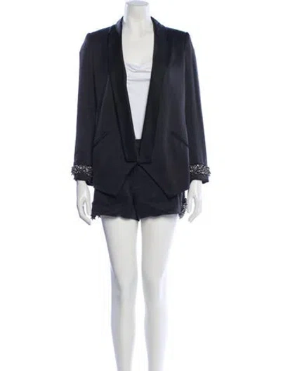 Pre-owned Semsem Silk Crystal Embellishments Short Set In Neutral