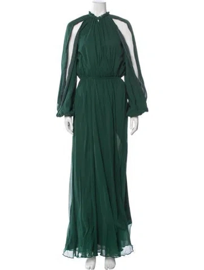 Pre-owned Semsem Silk Long Dress In Green
