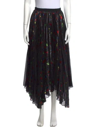Pre-owned Semsem Silk Long Skirt In Black