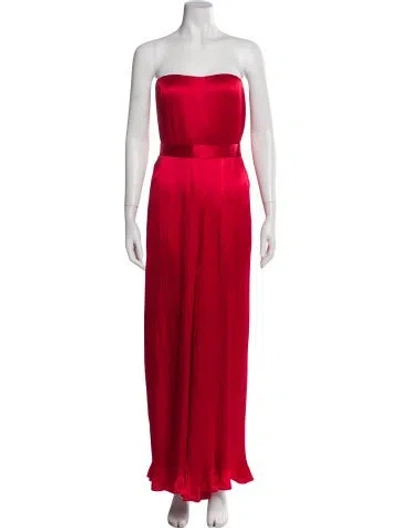 Pre-owned Semsem Silk Strapless Jumpsuit In Red